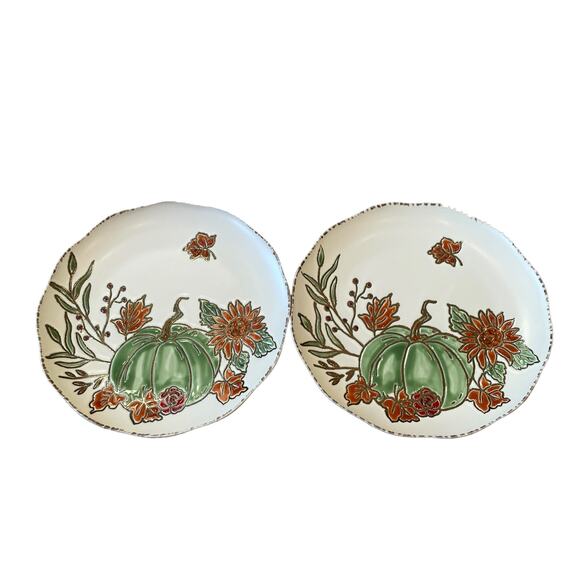 ELI & ANA Thanksgiving Pumpkin Salad Plates 8.25" Ceramic Fall Harvest Set of 4 - Picture 8 of 11